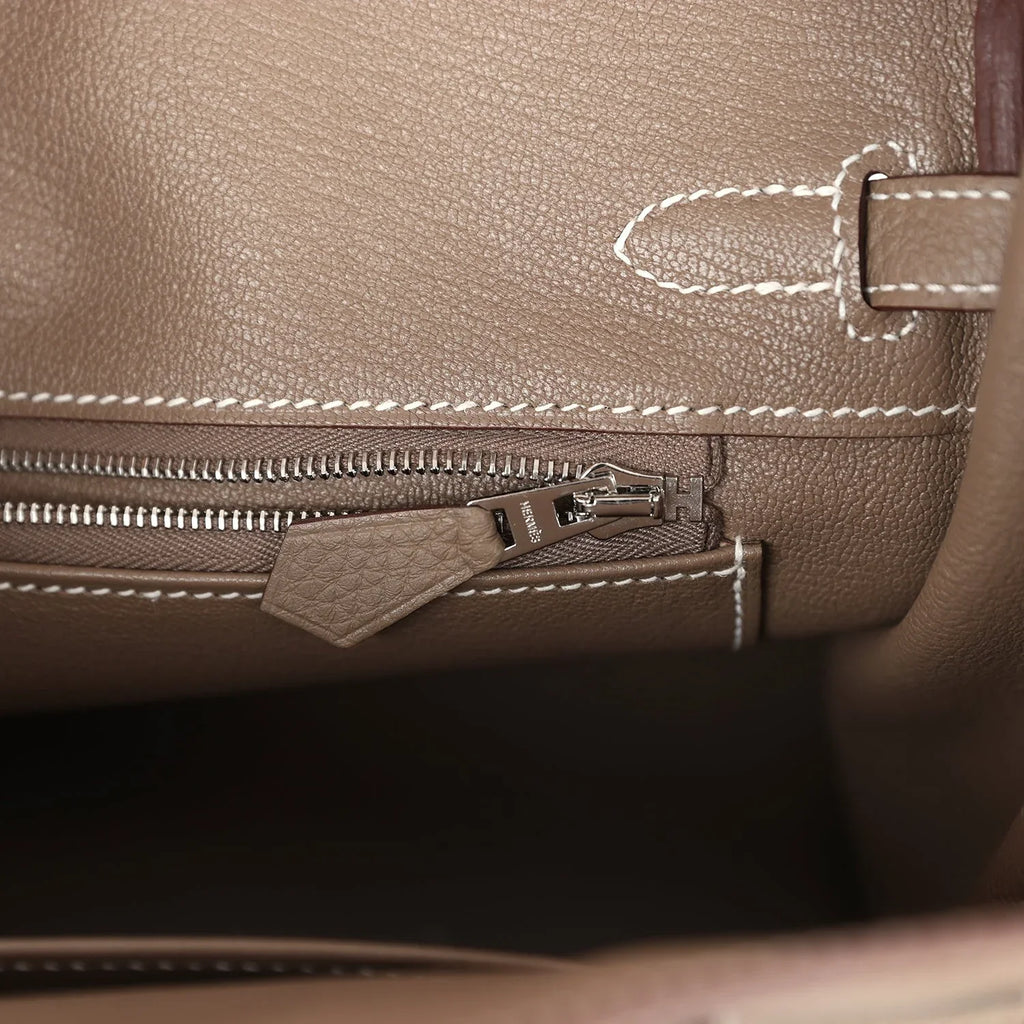 Birkin 25 Etoupe Togo Palladium Hardware