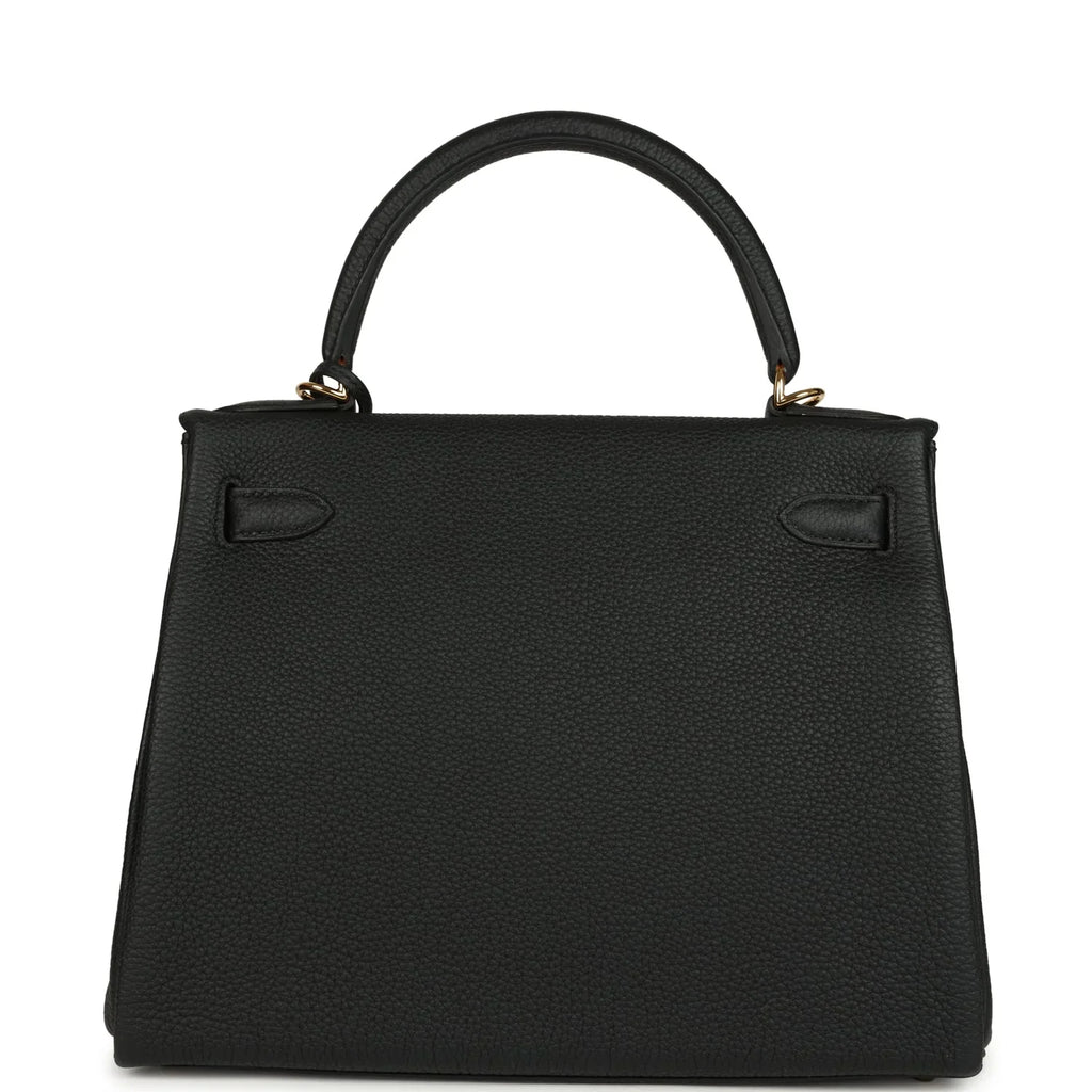 Kelly Retourne 28 Black Togo Gold Hardware