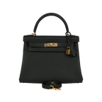 Kelly Retourne 28 Black Togo Gold Hardware