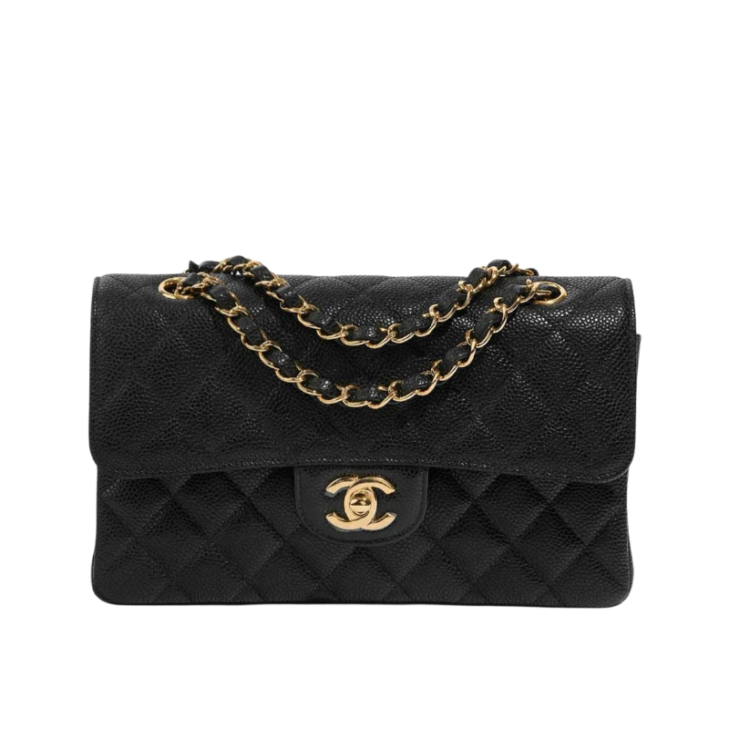 Classic Double Flap Bag Quilted Caviar Small