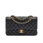 Classic Double Flap Bag Quilted Caviar Medium Gold Hardware