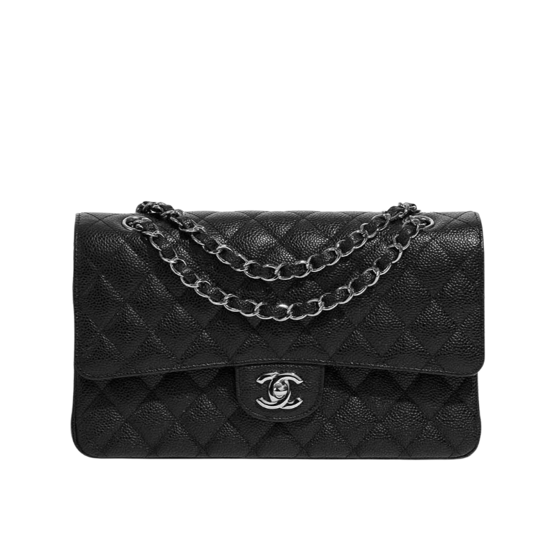 Classic Double Flap Bag Quilted Caviar Medium SHW